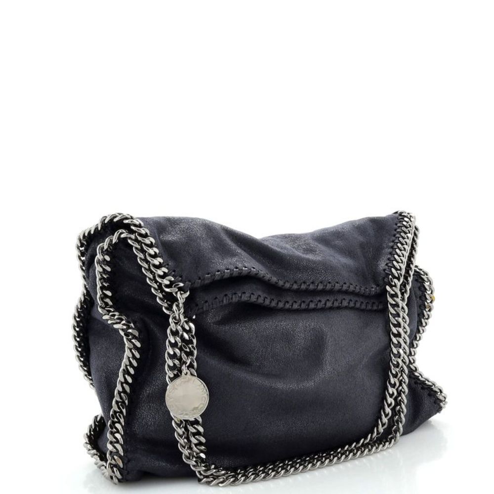 Stella McCartney Falabella Fold Over Bag Shaggy Deer Blue - Picture 2 of 7